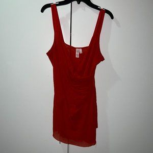 Sweet Pea Sleeveless Wraparound V Neck Red Orange Top Size L